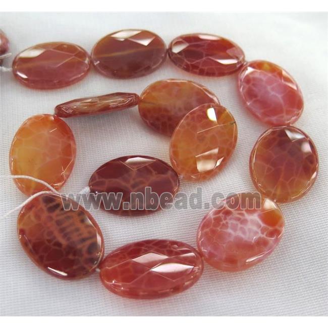 ruby fire agate beads, faceted oval