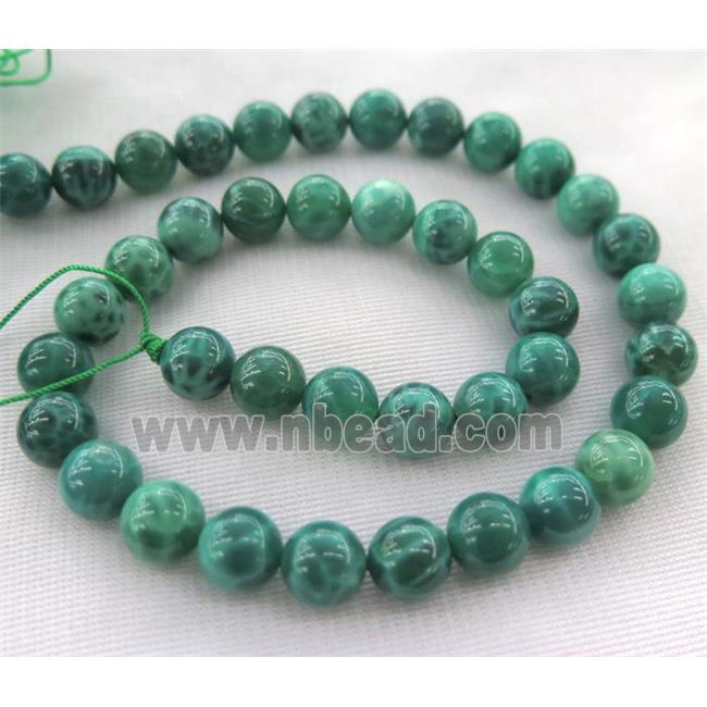 round peacock green Fire Agate Beads