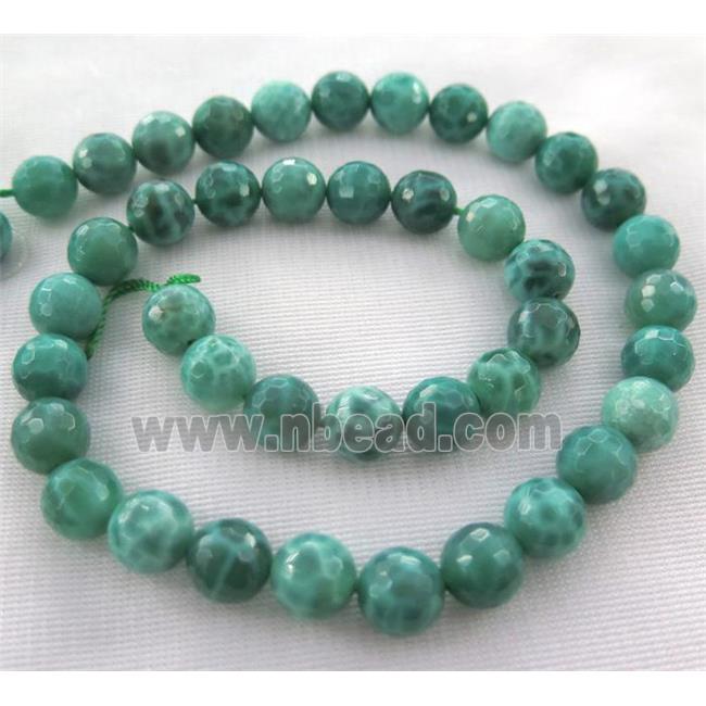 peacock green Fire Agate Beads, faceted round