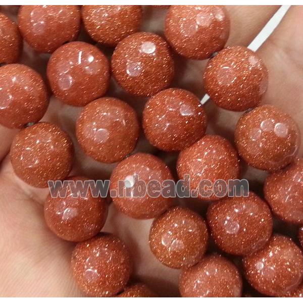 gold sandstone beads, faceted round