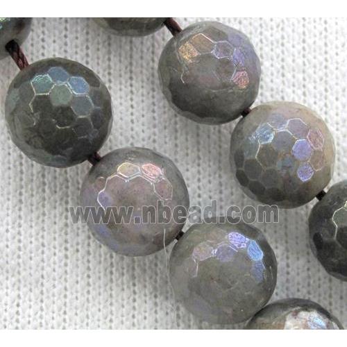 Labradorite Stone bead, faceted round, AB color