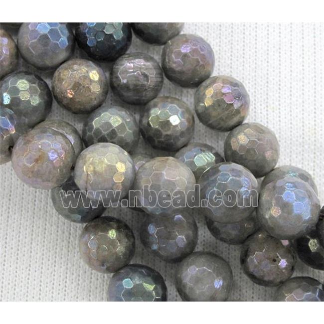 Labradorite Stone bead, faceted round, AB color