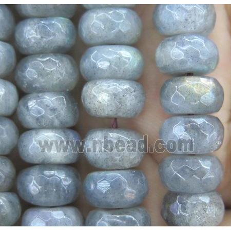Labradorite Stone bead, grey, faceted rondelle