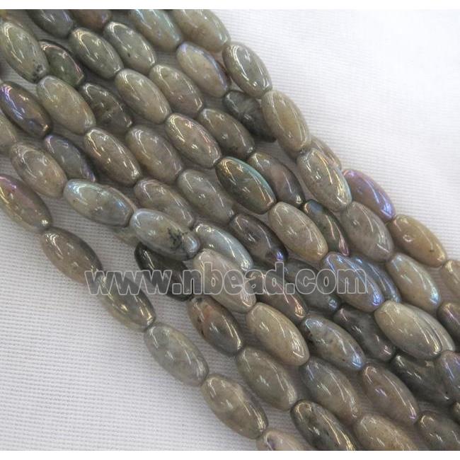 Labradorite Stone bead, rice, AB color