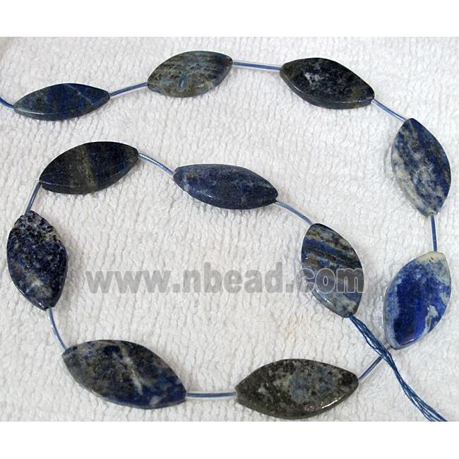 Natural lapis lazuli bead, horse-eye shape
