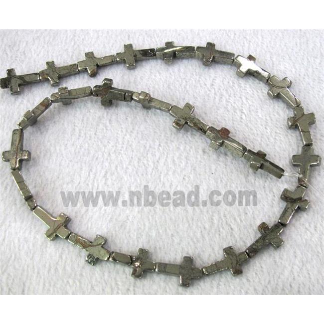 natural Pyrite Beads, cross