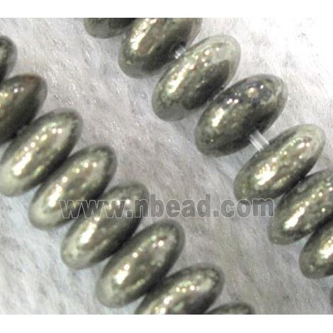 Natural Pyrite Rondelle Beads Smooth