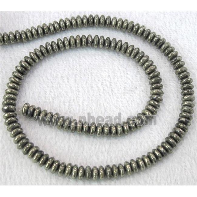 Natural Pyrite Rondelle Beads Smooth