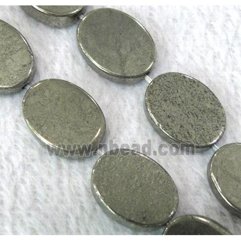 natural Pyrite Beads, flat-oval