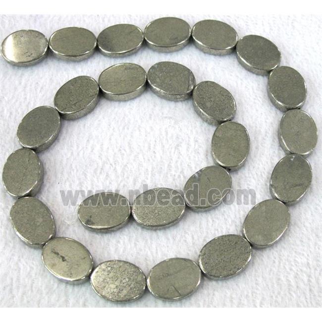 natural Pyrite Beads, flat-oval