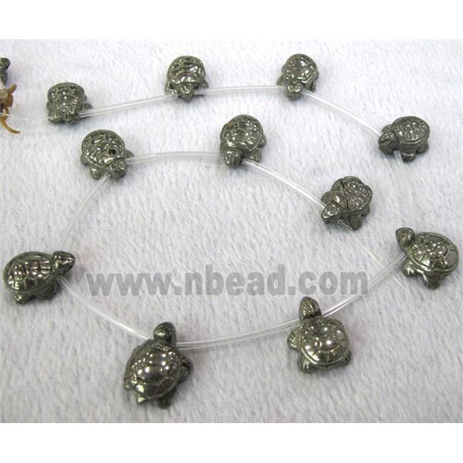 natural Pyrite Beads, tortoise charm