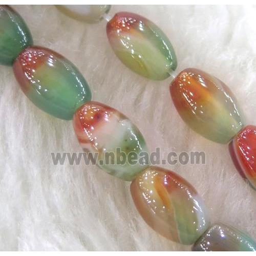Agate bead, barrel, colorful