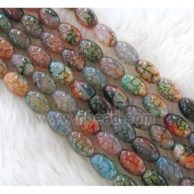 dragon veins Agate bead, barrel, colorful