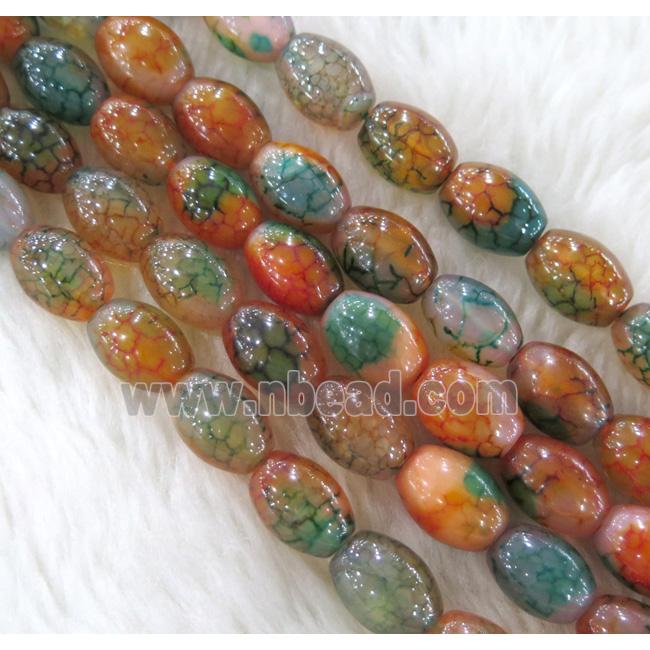 dragon veins Agate bead, barrel, colorful