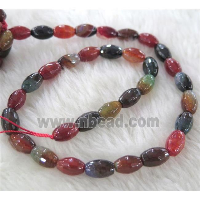 dragon veins Agate beads, faceted barrel, mixed color