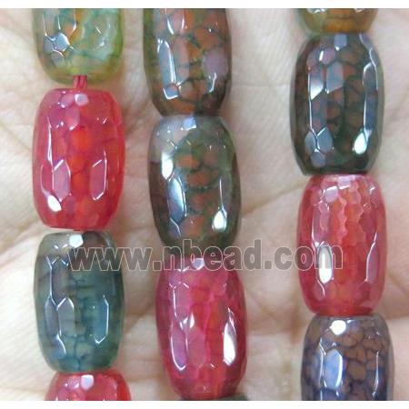 Agate beads, faceted barrel, mixed color