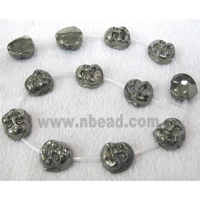 natural Pyrite Beads, buddha