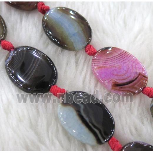 Agate bead, oval, mixed color