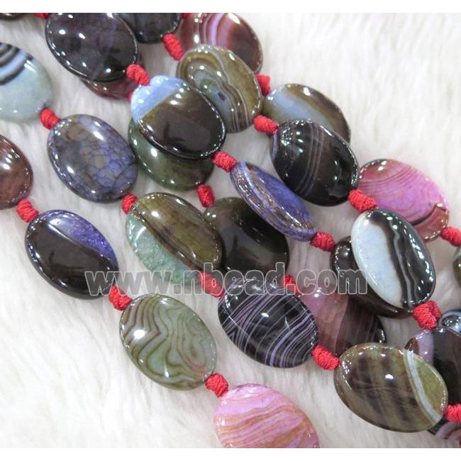 Agate bead, oval, mixed color