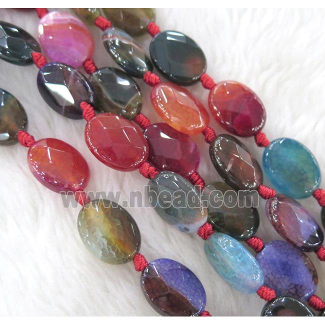 Agate beads, faceted oval, mixed color