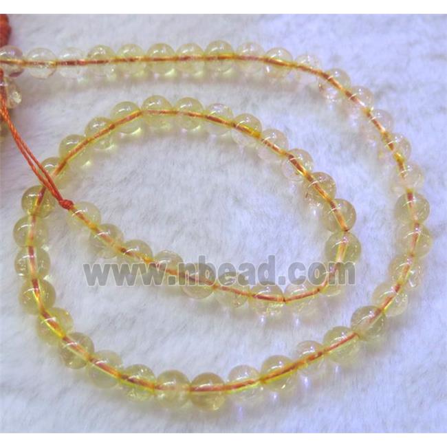 natural Citrine Beads, round, yellow