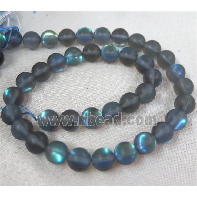 round synthetic gray Aura Quartz Glass Beads, matte