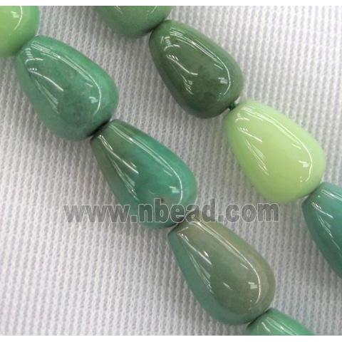 Green Grass Agate bead, teardrop