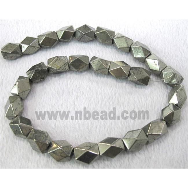 natural Pyrite Beads, faceted freeform tube