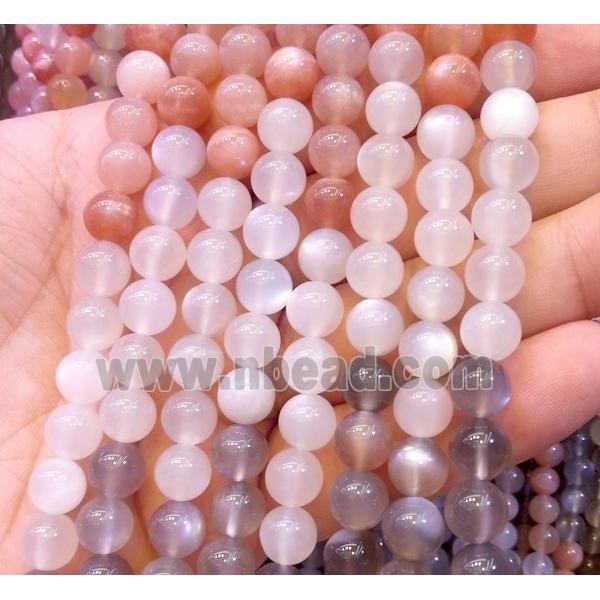 Moonstone beads, round, multi-color