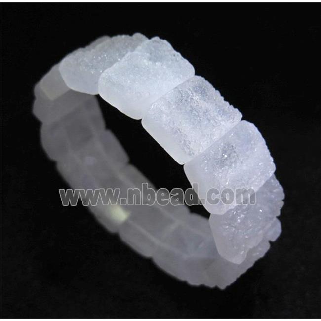 white druzy agate bracelet, stretchy