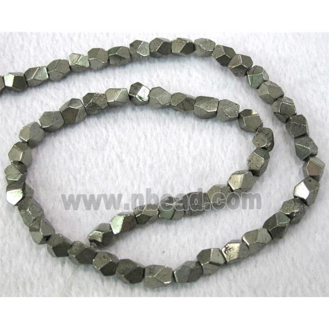 natural Pyrite Beads, freeform, faceted