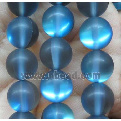 round gray synthetic Aura Quartz Glass Beads, matte