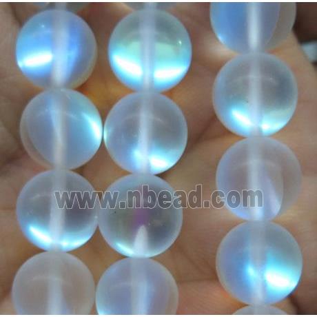 round white synthetic Aura Quartz Crystal Beads, matte