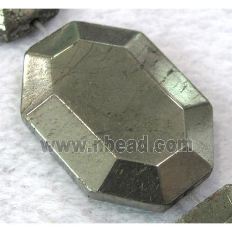 natural Pyrite Beads, faceted rectangle