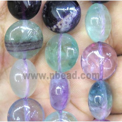 rainbow Fluorite beads, flat-round