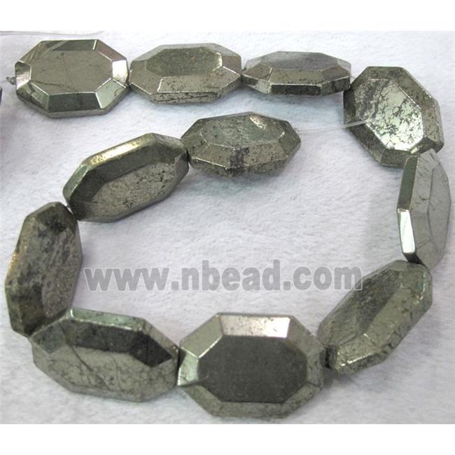 natural Pyrite Beads, faceted rectangle