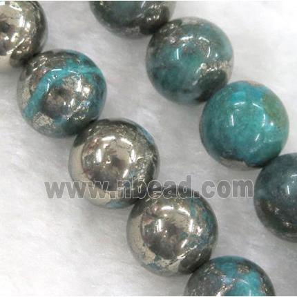 green Chalco Pyrite Beads, round