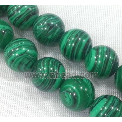 round malachite beads, stabilized, green