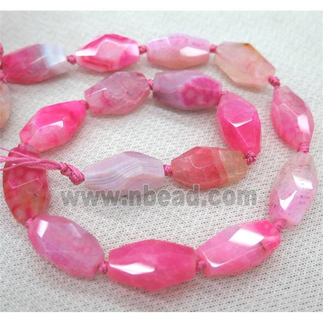 agate bead, faceted freeform, pink