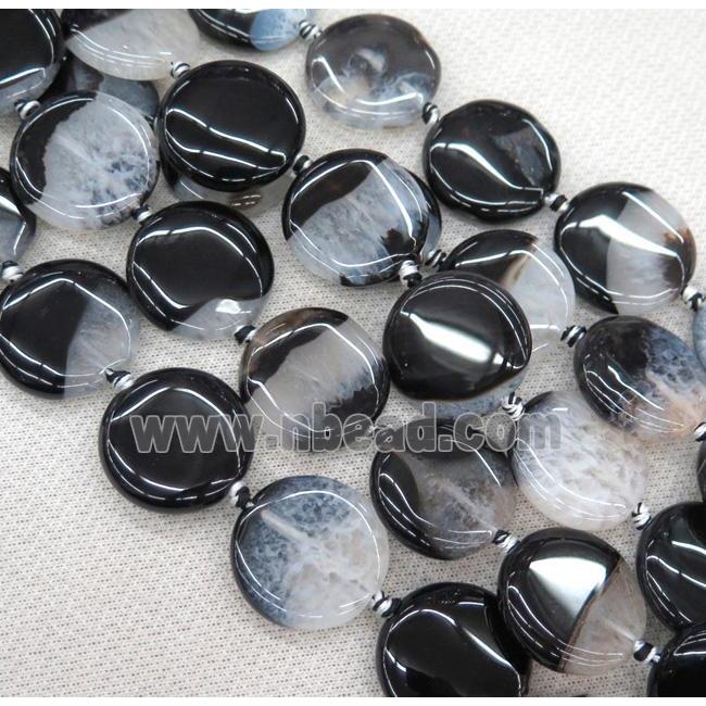 Agate Druzy circle beads, white black
