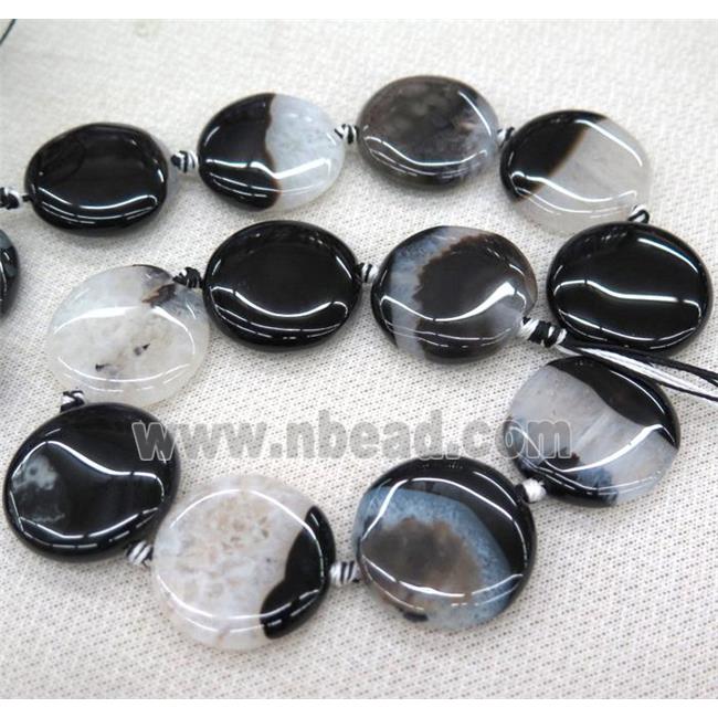Agate Druzy circle beads, white black