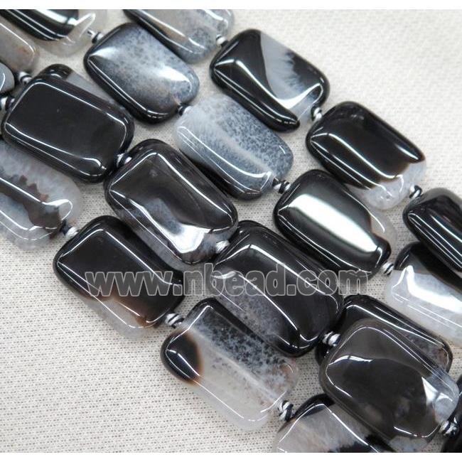 Agate Druzy rectangle beads, white black