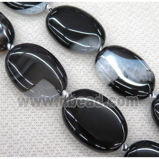 Agate Druzy oval beads, white black