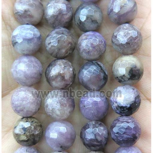 Charoite beads, faceted round
