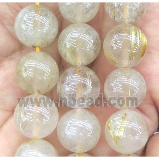Golden Rutilated Quartz beads, round, grade-AB+
