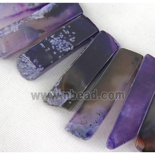 purple agate collar beads, stick, top drilled