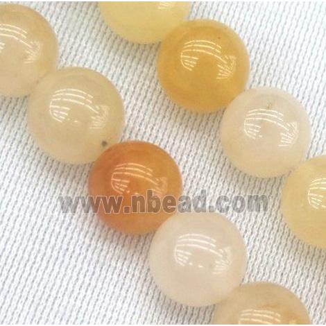 Chinese Yellow Honey Jade Beads Smooth Round