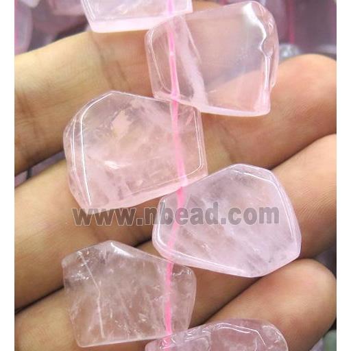 rose quartz beads collar, teardrop, pink, top drilled