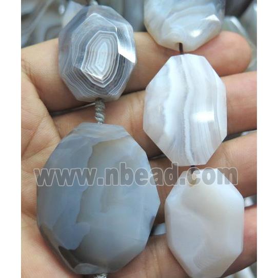 natural botswana agate slice beads, faceted, gray