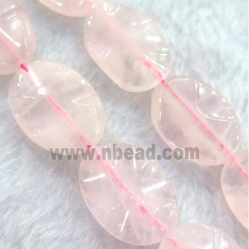 rose quartz bead, twist oval